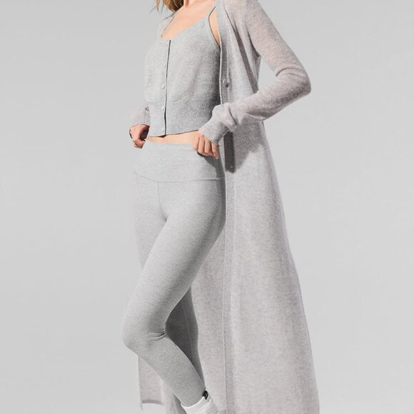Alo Yoga Sheer Cashmere Long Cardigan Athletic Heather Grey - Picture 6 of 6